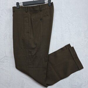 Vtg Sears Mens Store Perma-Prest Full Cut Trouser Pants Brown Size 34x31 60s 70s